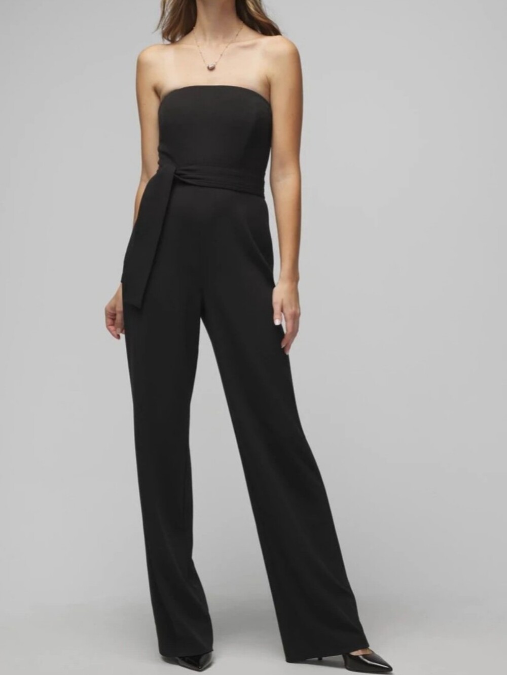 White House Black Market Strapless Wide-Leg Jumpsuit - Black Size 4 NEW